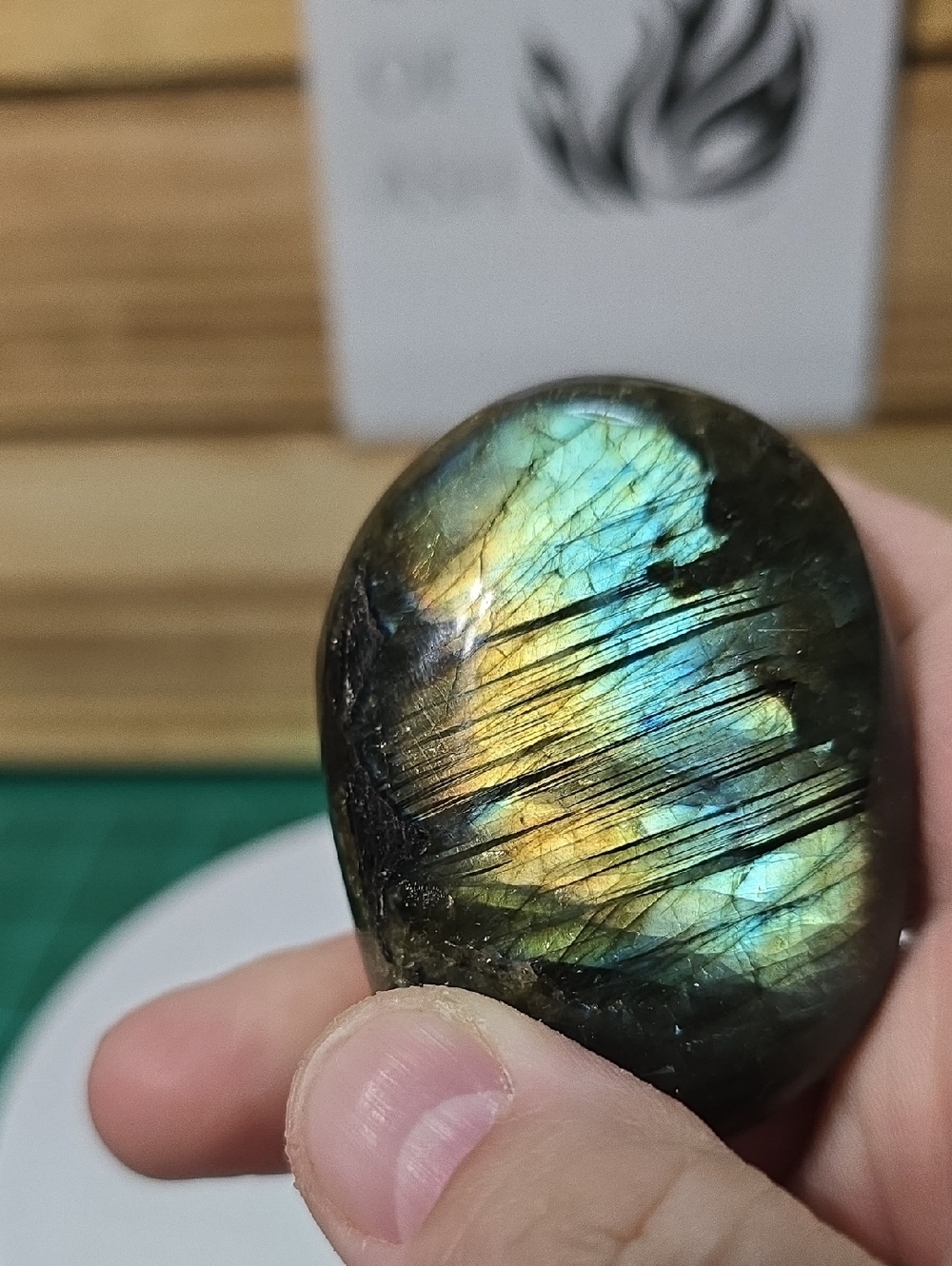 Labradorite Palm Stone - Blue/Green/Gold Flashes